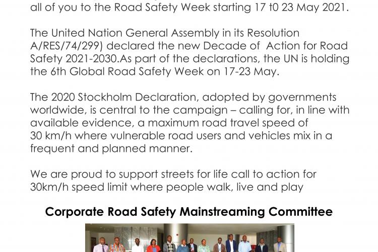 virtual sixth United Nations Global Road Safety Week 