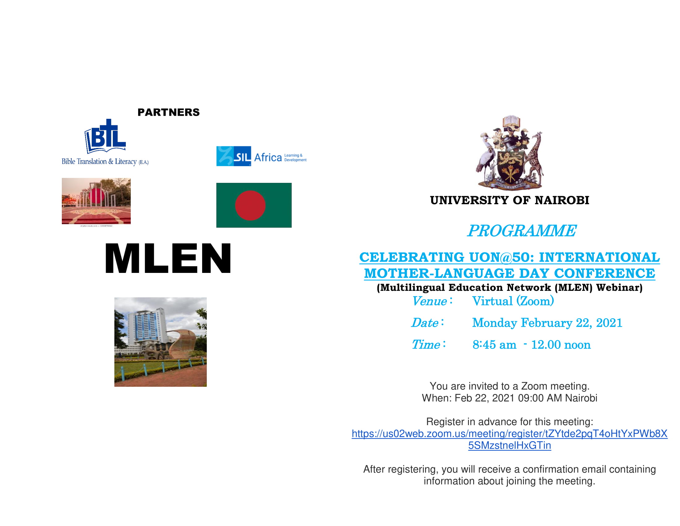 Invitation To A Webinar On International Mother Language Day Conference On 22nd February 2021 The Theme Is Fostering Multilingualism For Inclusion In Education And Society Department Of Animal Production