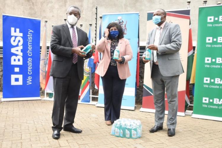 UoN and BASF Africa donated 8,000 pcs of 500mls bottles of hand wash to support COVID-19 efforts