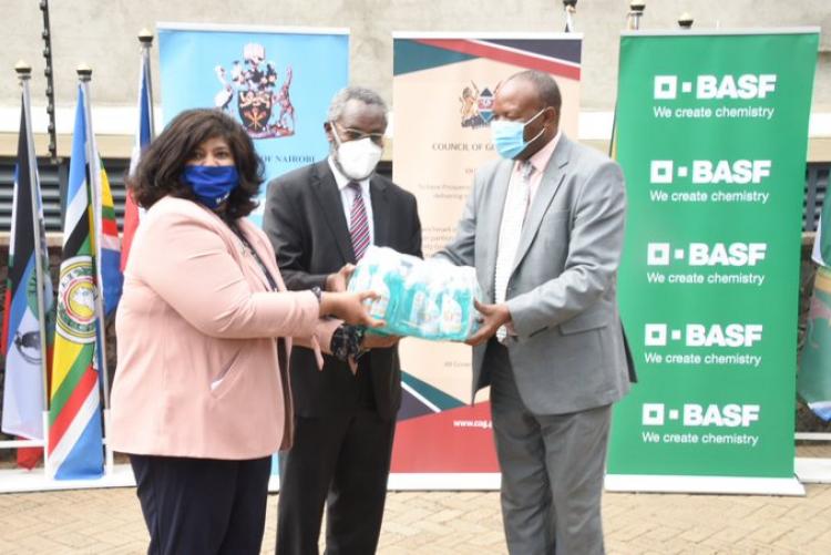 UoN and BASF Africa donated 8,000 pcs of 500mls bottles of hand wash to support COVID-19 efforts