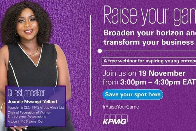 Invitation to a webinar planned for young upcoming entrepreneurs in partnership  with  KPMG CSI strategy – entrepreneurship pillar on Thursday 19th,November 2020