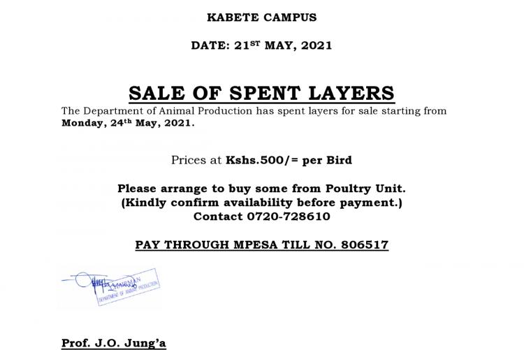 Sale of spent layers