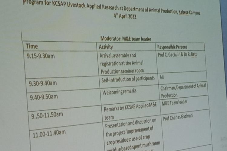 KCSAP Programme schedule