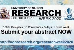 Abstract submission for any of the 13 Conferences, part of @uonbi  Research Week 2020, October 12-16, 2020 