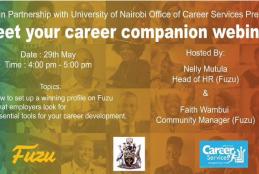 Training on resumes writing and essential tools for career development FREE webinar hosted by Fuzu and The University of Nairobi Office of Career Services.
