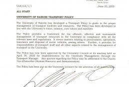 University of Nairobi Transport policy