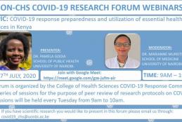 UON-CHS COVID-19 Research Forum Webinar This forum is organized by CHS COVID-19 Response Committee