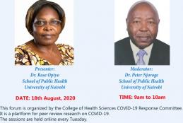 Invitation to a Research Forum Webinar, 18th August, 2020  on COVID-19