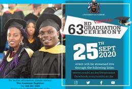 The 63rd Graduation Ceremony will be held VIRTUALLY on Friday, September 25, 2020 