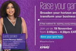 Invitation to a webinar planned for young upcoming entrepreneurs in partnership  with  KPMG CSI strategy – entrepreneurship pillar on Thursday 19th,November 2020