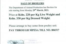 Sale of broilers